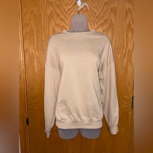 Minimalist Beige Crewneck Sweatshirt | Small | Cozy Neutral Pullover